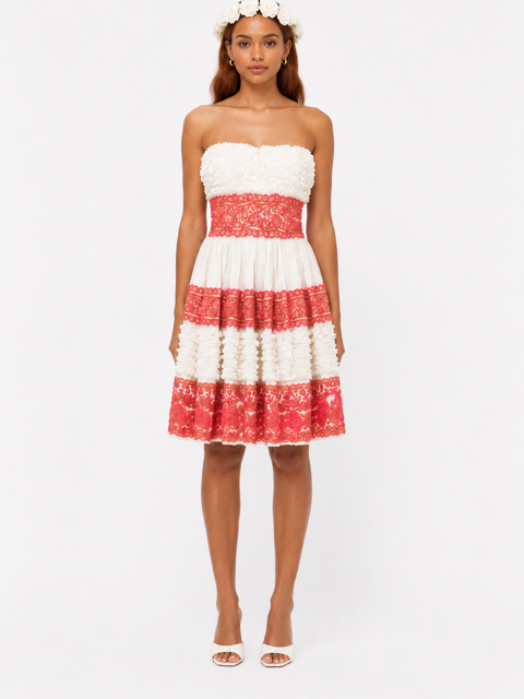 Robe courte Manoush – Rose/blanc – Taille 40