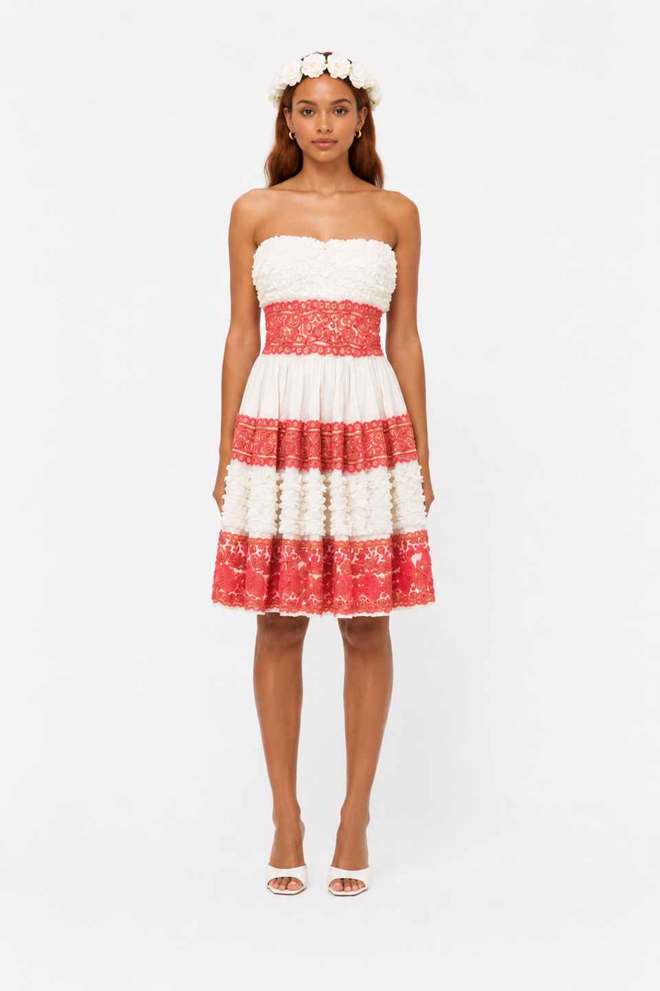 Robe courte Manoush – Rose/blanc – Taille 40