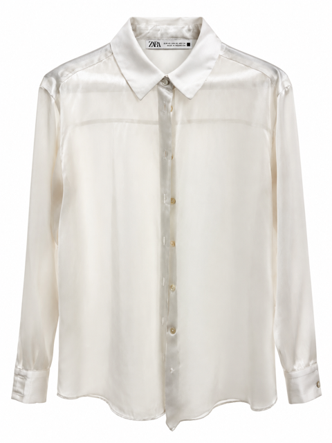 Chemise Zara – Blanc (satin) – Taille XS