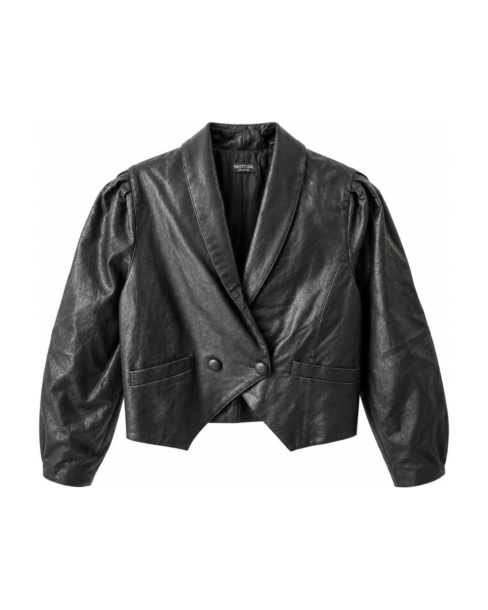 Veste style vintage Nasty Gal – Noir (similicuir) – Taille 34
